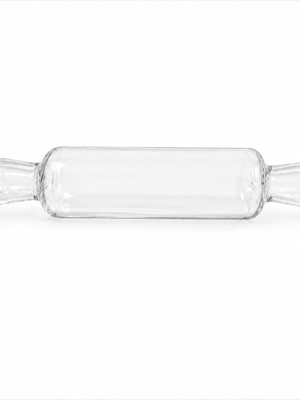 Vintage clear glass rolling pin with corked end